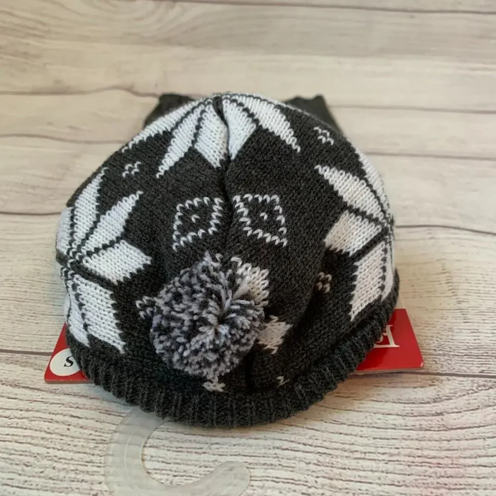 Friends Forever Gray and White Snowflake Dog Sweater with Pom Pom Hoodie Size S